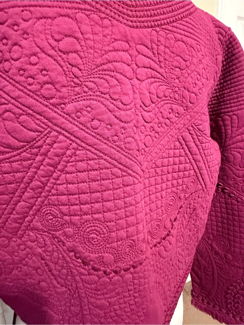 Soft Surroundings Plum Open-Front Textured Knit Cardigan